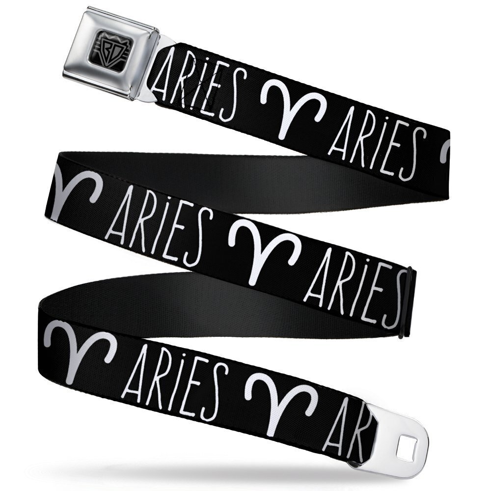 3916 Seatbelt Belt - Zodiac ARIES/Symbol Black/White - 1.0" Wide - 20-36